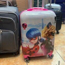 چمدان کودک دخترکفش دوزکی سایز 20 اینچ قفل دار خارجی، چمدان بچه نشکن