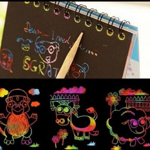دفترچه یادداشت جادویی رنگی وحدت فانتزی جذاب و زیبا تخته ذغالی در عین حال رنگین اسکراچ برد 