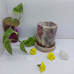 گلدان استوانه ای با زیر گلدانی طرح جزیره آرا گالری  در رنگ های متنوع