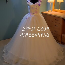 لباس عروس پفی دخترونه مدل گل آبشاری