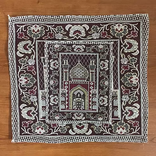 جانماز پارچه ای دو تکه 30x30 طرح حرم رنگ زرشکی