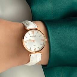 ساعت زیبا ولوکس زنانه برند بالون بند چرمی سفید مدل 6000