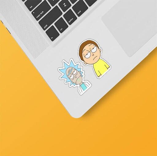 استکیر(برچسب) لپتاپ-طرح rick  morty-کد1-مجموعه دو عددی-سفارشی