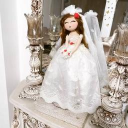 عروسک تیلدا عروس پیراهن سفید ارتفاع50 سانتی غرفه عروسکهای دست دوز آیسان