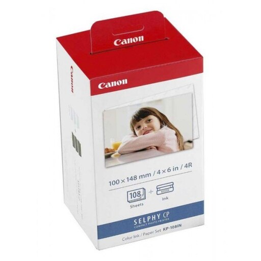 کاغذ و ریبون پرینتر سلفی کانن Canon KP 108IN (شامل 3عدد ریبون و 108عدد کاغذ)