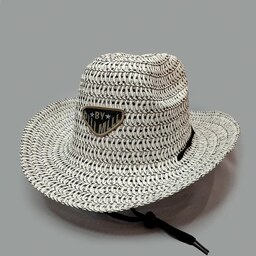 کلاه کابوی حصیری سفید طرح PLLL MLLL کد 4425