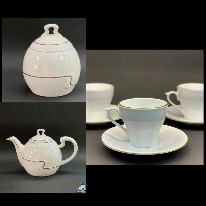 ست چایی خوری چینی مقصود مدل رویال فنجان و نعلبکی سرویس چایی خوری  قوری رویال قندان رویال 
