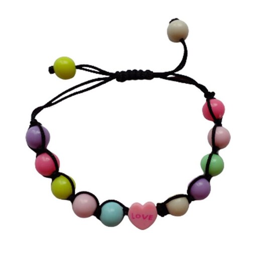 دستبند زنانه چند رنگ با بافت مشکی  مدل فیمو لاو کد HC044