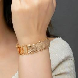 دستبند طرح طلای مدل سکه ای بسیار سبک طرح طلا رنگ ثابت