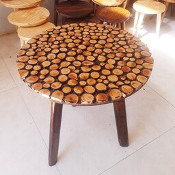 میز عسلی  با تیکه های چوب زردالو  (سفارشی)