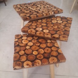 میز مربعی سه تیکه  با چوب زردالو  (یه کار خاص ) (سفارشی)