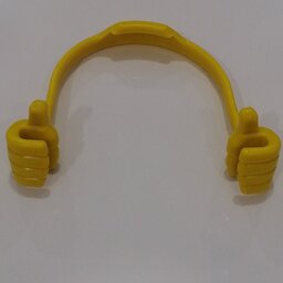 نگهدارنده گوشی موبایل و تبلت پلاستیکی مدل دو دست رنگ زرد