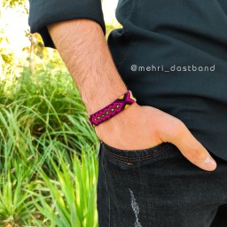 دستبند پسرانه - دستبند دوستی -  رنگ زرشکی
