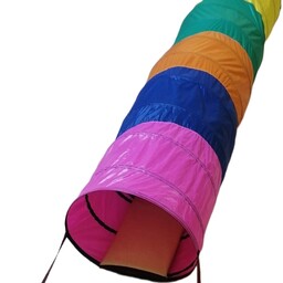 تونل بازی  پارچه ای کودک رنگین کمان 2متری به همراه تشک چرمی و کیف و ارسال رایگان
