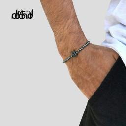 دستبند حدید مردانه با تاج سوارسکی نگین دار