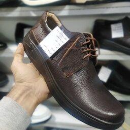 کفش چرم مردانه سایز بزرگ بزرگ پا  بندی قهوه ای کد 1089 