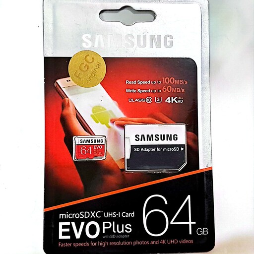 کارت حافظه (مموری) اصلی سامسونگ 64 گیگابایت گارانتی مادام العمر  microSDHC Evo Plus
