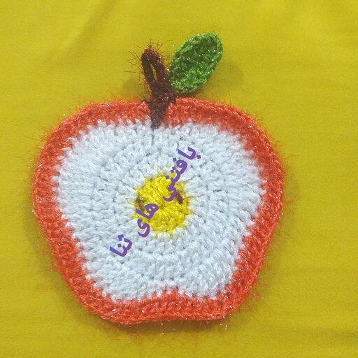 اسکاچ طرح سیب  و گل باکاموا سوزنی یه رو  در رنگبندی دلخواه درغرفه بافتنی های ثنا