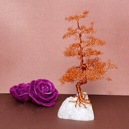 درختچه زندگی ، همراه با پایه سنگ عقیق طبیعی  و مفتولی مسی  ، هدیه ای ماندگار 