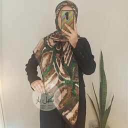 روسری نخی پاییزه کشمیر سبز  ( قواره 140 ،  کیفیت عالی )