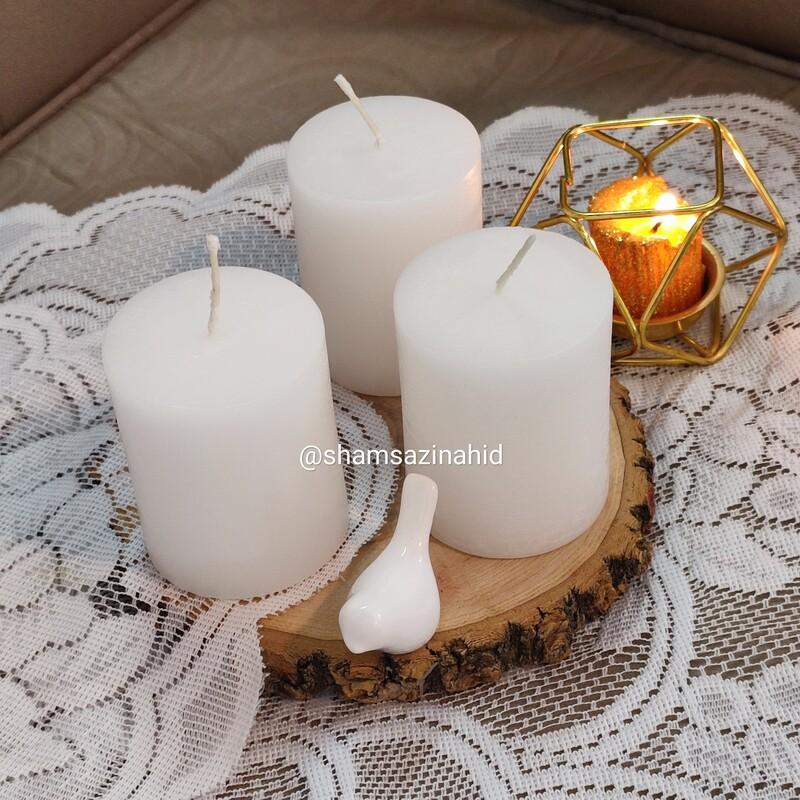 شمع استوانه ای سفید سه عددی 