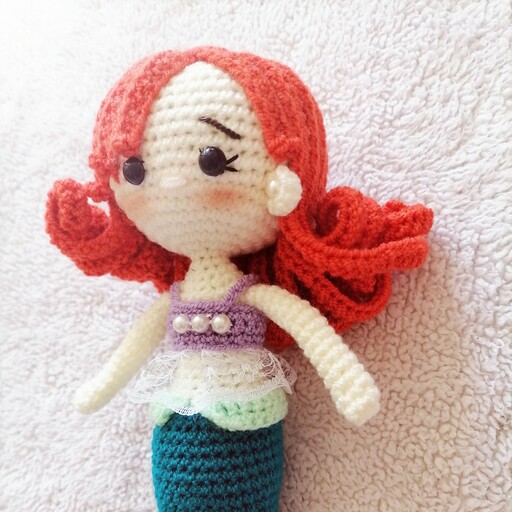 عروسک دستبافت طرح پری دریایی زیبا و دوست داشتنی با ارسال رایگان