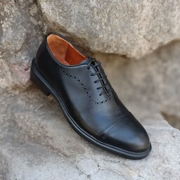 کفش مردانه اداری چرم طبیعی دست دوز (مدل جیوانی پلاس مشکی)ارسال رایگان 