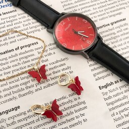 ساعت و نیم ست پروانه قرمز رنگ با قیمت مناسب و ارسال رایگان به سراسرکشور