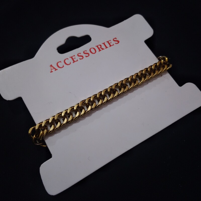 دستبند استیل مدل کارتیر دوبل سایز 1.8 طلایی مردانه و زنانه