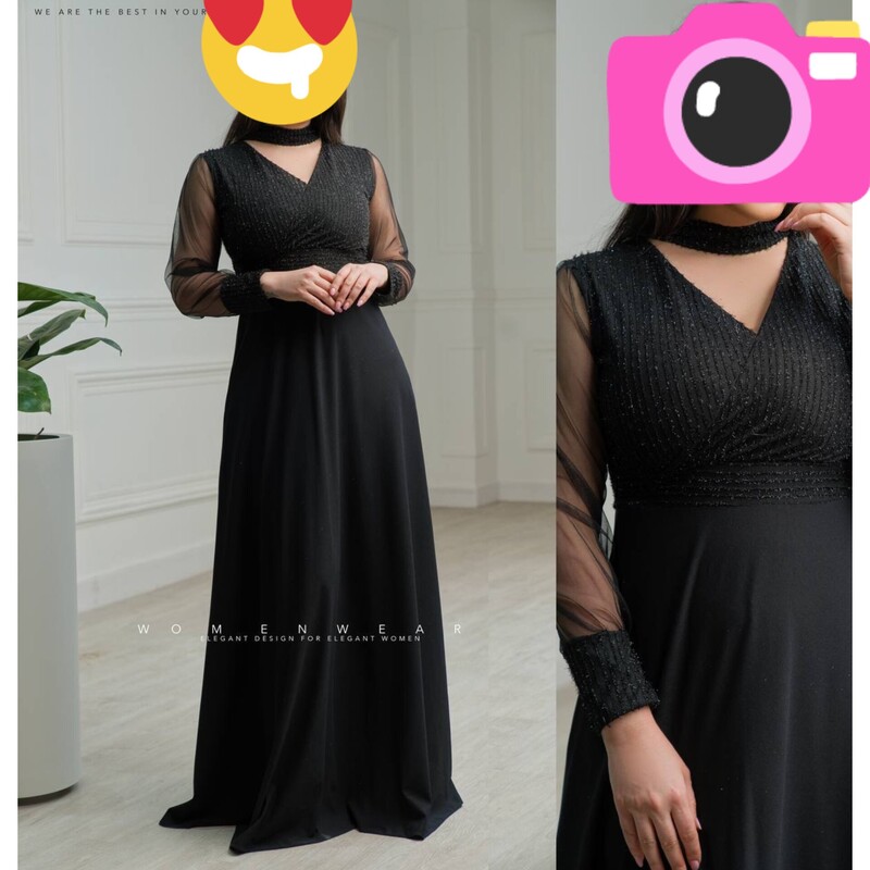 لباس مجلسی زنانه ماه بانو کدیک ماکسی سایزبندی36تا50با جنس کرپ وامه چمنی کش