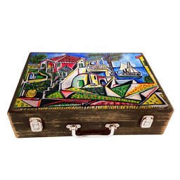 جعبه چوبی مدل چمدان بزرگ طرح پیکاسو 
