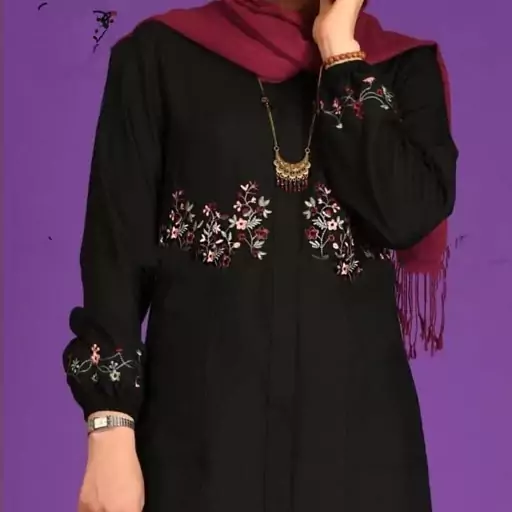 مانتو زنانه  دو رنگ مشکی و مرجانی