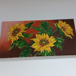 تابلوی نقاشی رنگ روغن گل آفتابگردان 