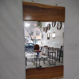 آیینه روستیک.ترکیبی از چوب و شیشه.جنس چوب از چوب طبیعی توت.ابعاد 90 در 50