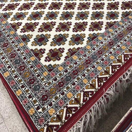 فرش دستبافت 6 متری اعلا ترکمن، جفت دارد، فوق العاده زیبا وریزبافت و تضمینی، طرح  قافسه گل