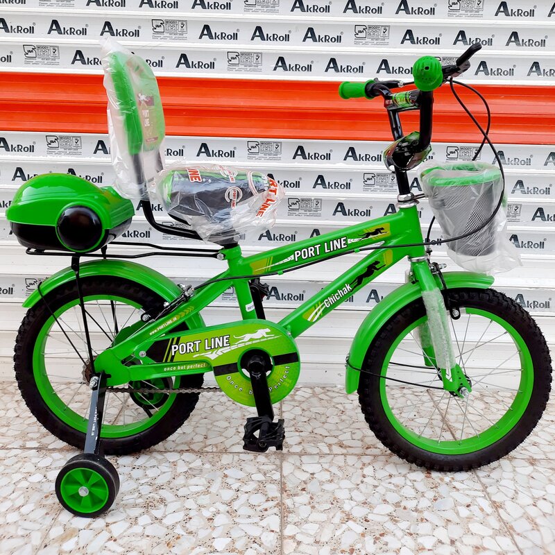 دوچرخه سایز 16 PORT LINE سبز پشتی دار