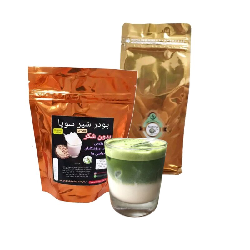 فروش عمده چای ماچاوپودر شیر سویا یک ونیم کیلومناسب ورزشکاران  عضله ساز وچربی سوز  باهدیه (    soy milk   matcha )  