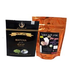 کاهش وزن باچای ماچا وشیر سویا دو بسته باهدیه (matcha)(soymilk) 