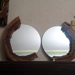 پک دو تایی آینه با قاب چوبی