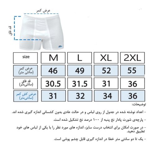 شورت مردانه پادار ساده یکرو نخی کمر کش لیفه ای سفید نیکو تن پوش.  100 درصد نخ پنبه .کد 3001