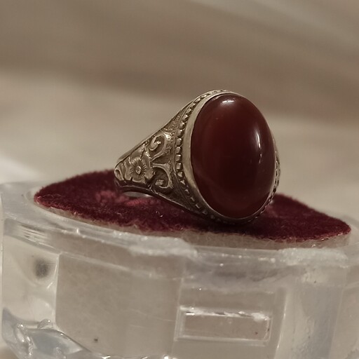 انگشتر نقره عقیق جزع یمنی سرخ اصل درجه یک زیبا 