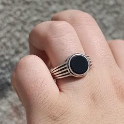 انگشتر نقره عقیق سیاه اونیکس اصل معدنی زیبا ..