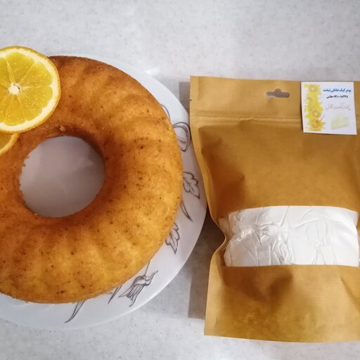 پودر  کیک پرتقالی دست ساز خانگی. بدون مواد نگهدارنده و مضر. بسته بندی 470 گرمی