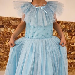 لباس مجلسی دخترانه  سایز  9 و 10سال  همراه با ژپون و فنر سفارشی مزون دوز 