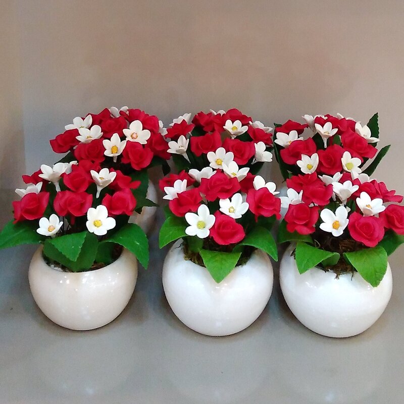 گلدان گل رز مینیاتوری هدیه مناسب برای روز مادر   قابل سفارش درانواع رنگها