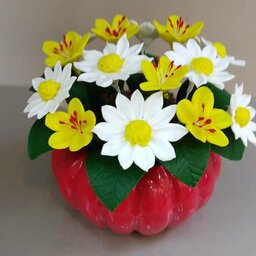 گلدان گل بابونه زیبا پرفروش دکوری مناسب هدیه گلدانش انواع رنگهارو داره