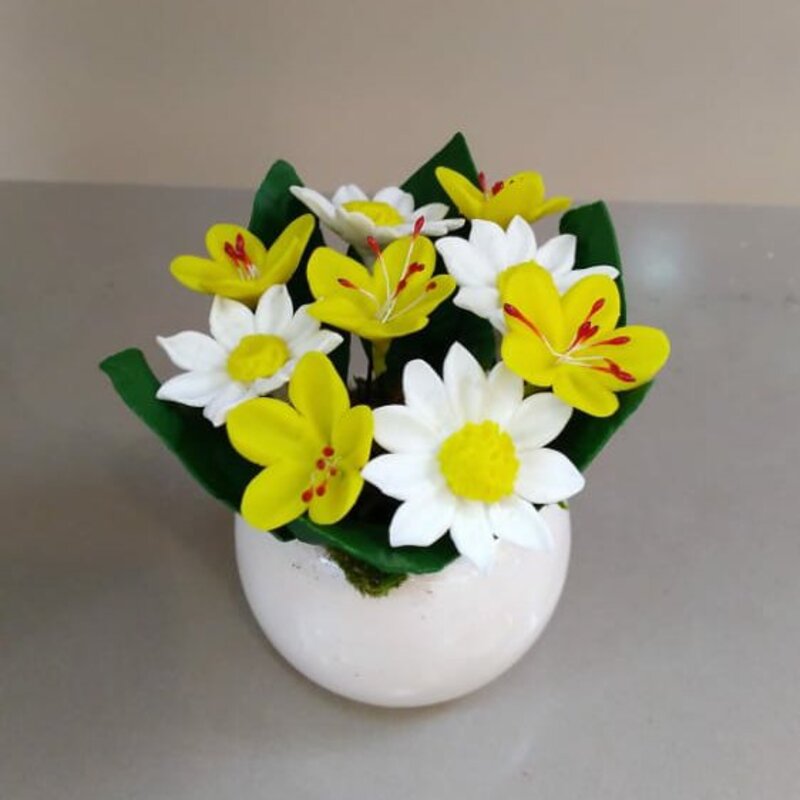 گلدان گل بابونه زیبا پرفروش دکوری مناسب هدیه گلدانش انواع رنگهارو داره