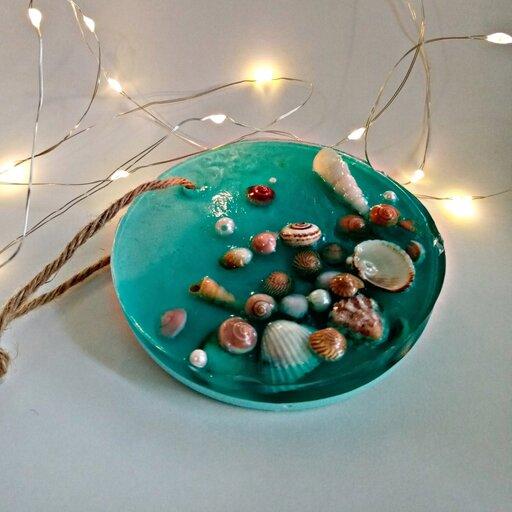 صابون دریا دایره تزئینی معطر آویز دار با صدف های طبیعی