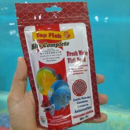 غذای پاکتی ماهی دیسکس (انواع گیاه خواران) تاپ فیش 100 گرمی جهت رنگدهی