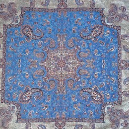 رومیزی ترمه طرح طوبی رنگ آبی درباری